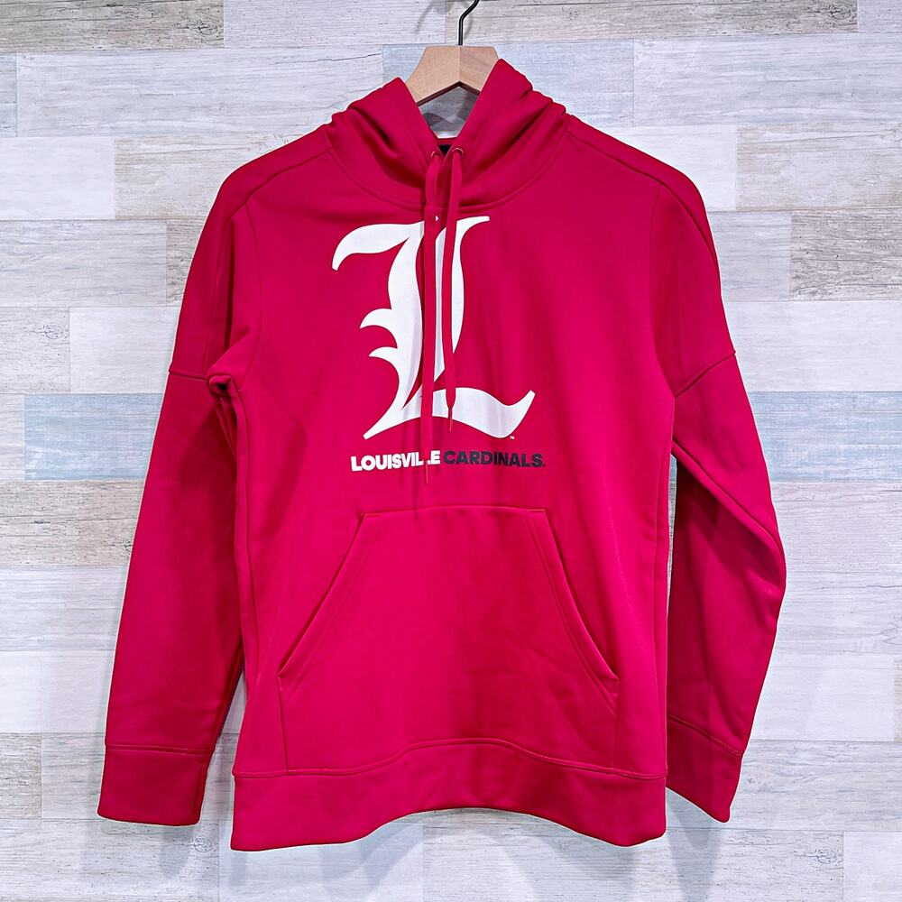 Louisville Cardinals Adidas Climawarm Fleece Hoodie Red Basketball Mens Medium